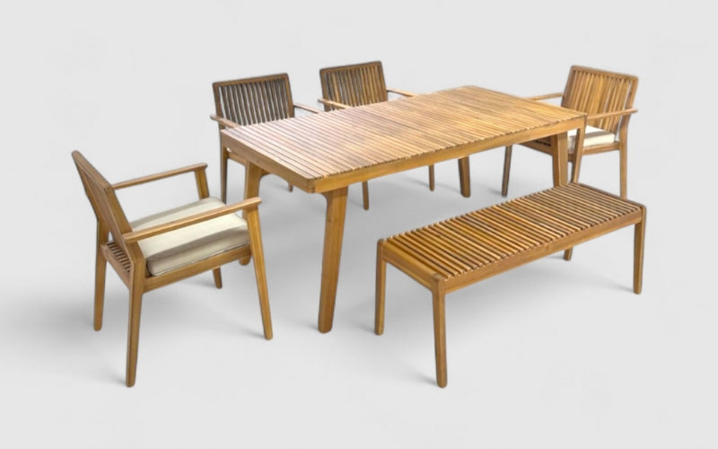 LILIAN Bench 6-Seater Outdoor Dining Set