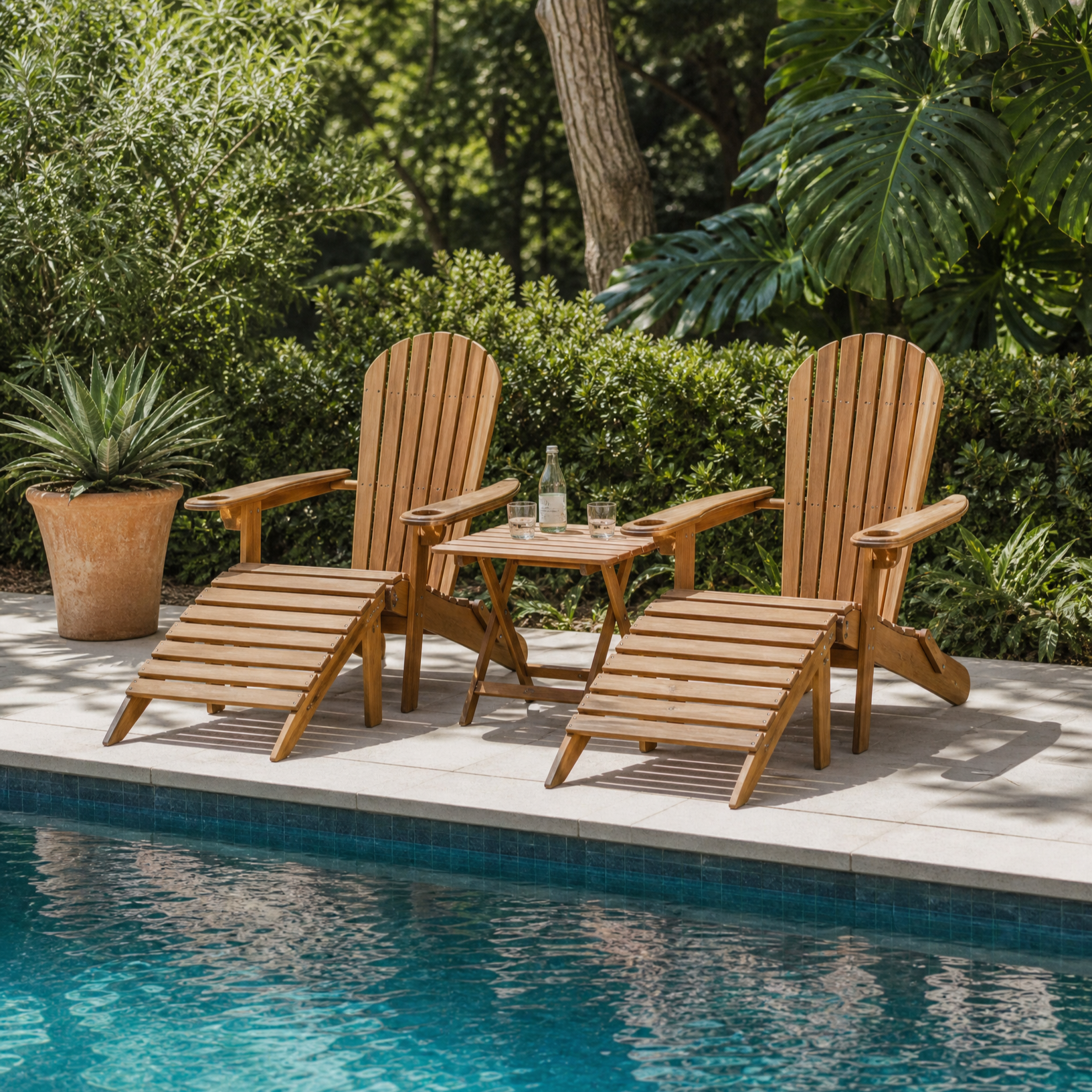 SUSU 5-Piece Adirondack Sunlounge with Leg Rest Set